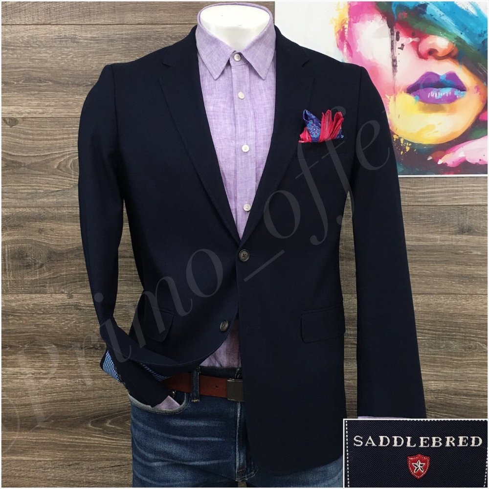 Saddlebred Mens Blazer Sport Coat Two Button Jacket Cotton Size 38R Casual Suits